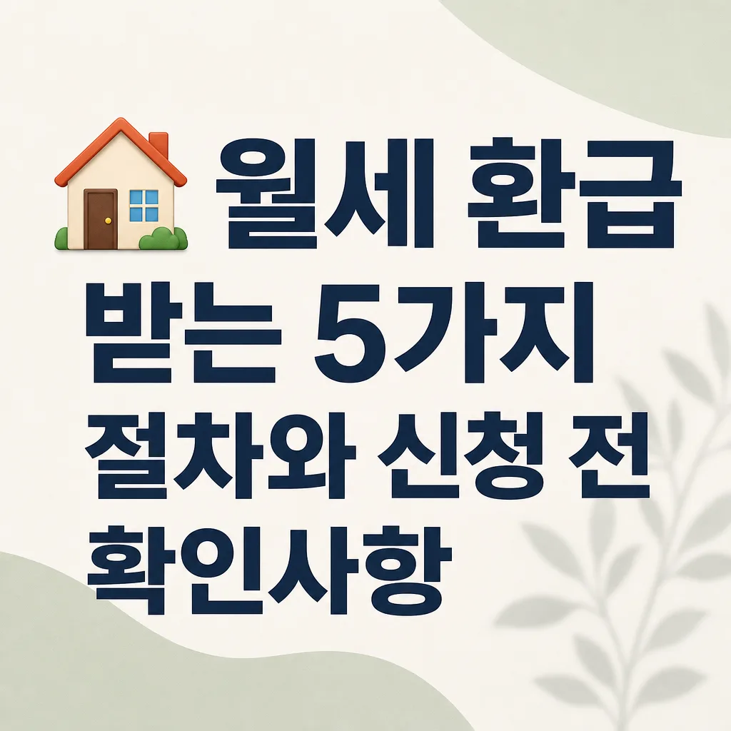 🏠 월세 환급 받는 5가지 절차와 신청 전 확인사항